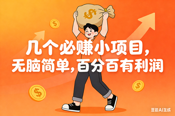 几个必赚小项目，无脑简单，百分百有利润，副业首选，日入200+-宇文网创