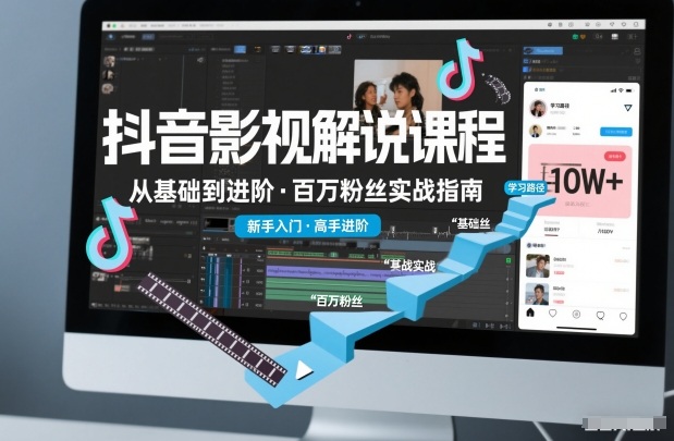抖音百万粉丝影视解说课程，基础到进阶课，适合新手和进阶学习-宇文网创