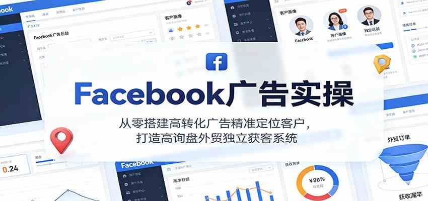 Facebook广告实操，从零搭建高转化广告精准定位客户，打造高询盘外贸独立获客系统-宇文网创