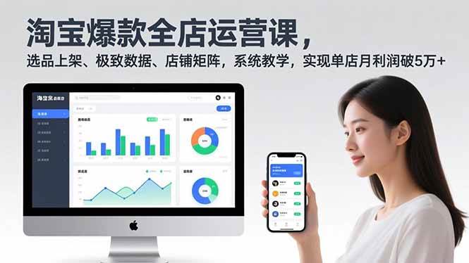 淘宝爆款全店运营课2.0，选品上架、极致数据、店铺矩阵，系统教学，实现单店月利润破5万+-宇文网创