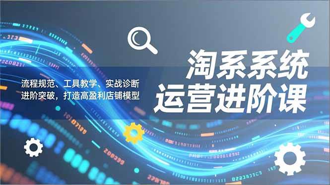 淘系系统运营进阶课2.0，流程规范、工具教学、实战诊断，进阶突破，打造高盈利店铺模型-宇文网创
