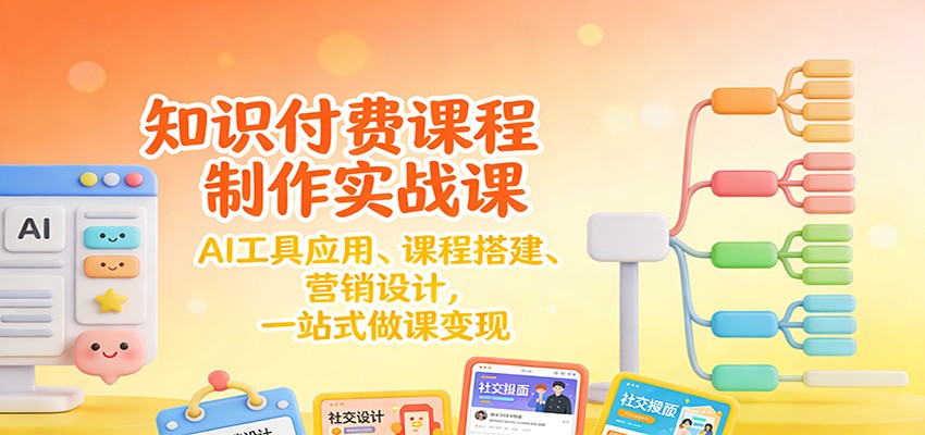 知识付费课程制作实战课：AI工具应用 、课程搭建、营销设计，一站式做课变现-宇文网创
