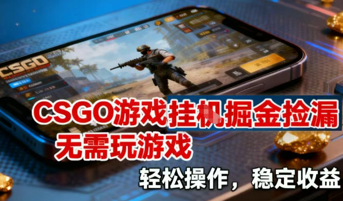 CSGO游戏挂G掘金捡漏，不需要玩游戏，操作简单，收益稳定【揭秘】-宇文网创