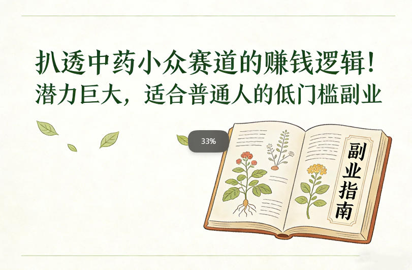 扒透中药小众赛道的賺米逻辑，潜力巨大，适合普通人的低门槛副业-宇文网创