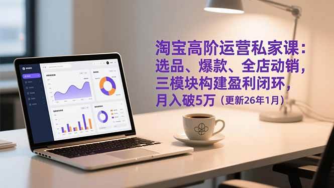 淘宝高阶运营私家课：选品、爆款、全店动销，三模块构建盈利闭环，月入破5万-宇文网创