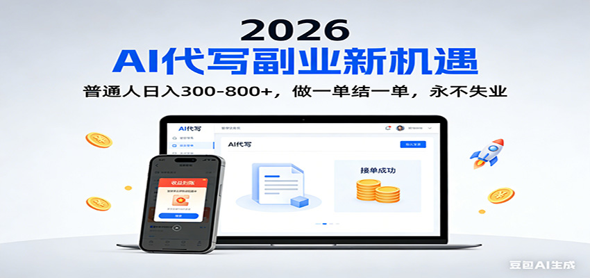 2026 副业首选！AI 代写日入 300-800，普通人0门槛，做一单结一单！-宇文网创