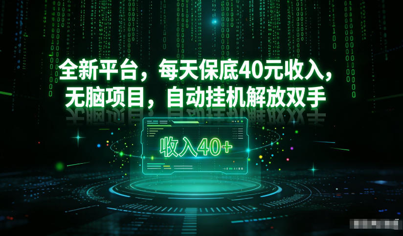 最新看广平台，每天保底30-4米，无脑项目，自动挂G解放双手【揭秘】-宇文网创