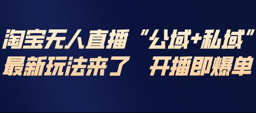 淘宝无人直播完整教程，公试+私域，最新玩法来了，开播即爆单-宇文网创