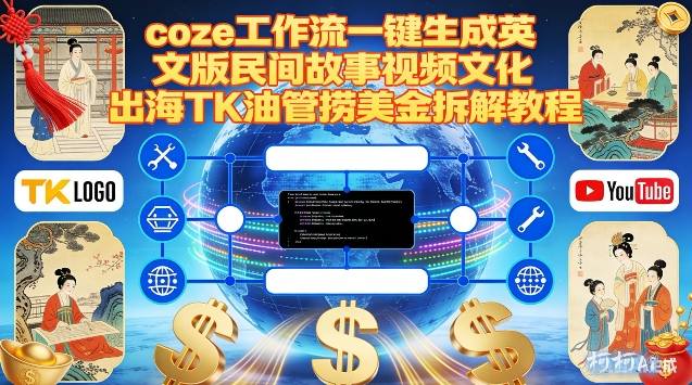 Coze扣子工作流一键生成英文版民间故事视频，文化出海TK油管捞美金拆解教程-宇文网创