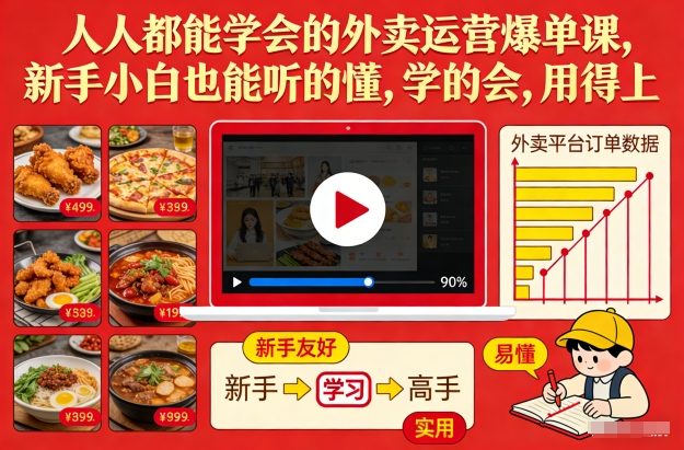 人人都能学会的外卖运营爆单课，新手小白也能听的懂，学的会，用得上-宇文网创