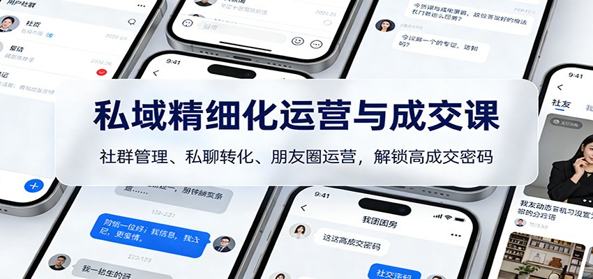 私域精细化运营与成交课：社群管理、私聊转化、朋友圈运营，解锁高成交密码-宇文网创