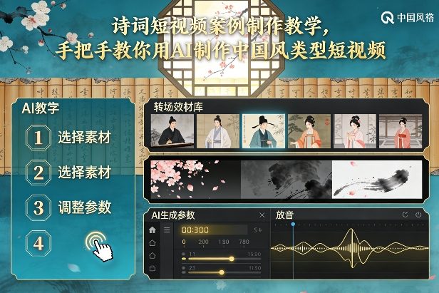 古诗词短视频案例制作教学，手把手教你用AI制作中国风类型短视频-宇文网创