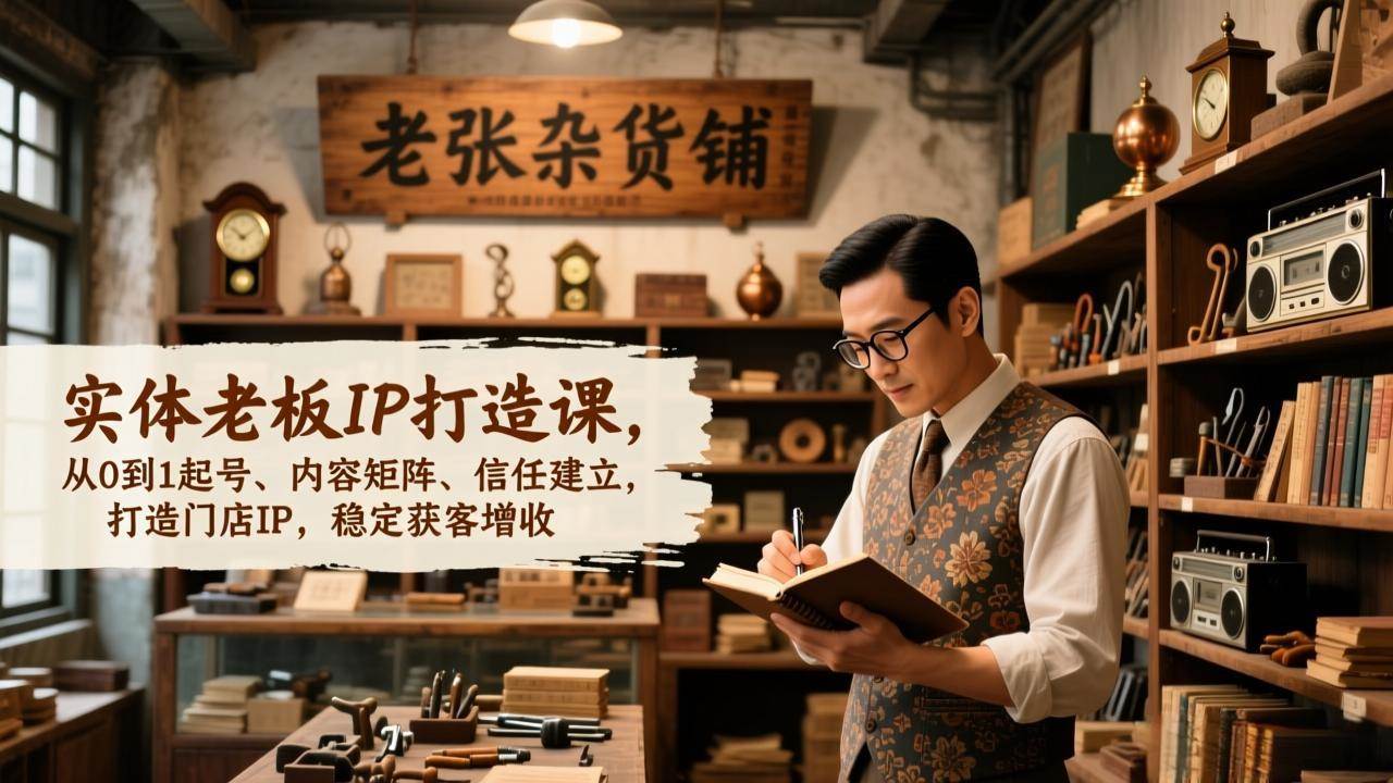 实体老板IP打造课，从0到1起号、内容矩阵、信任建立，打造门店IP，稳定获客增收-宇文网创