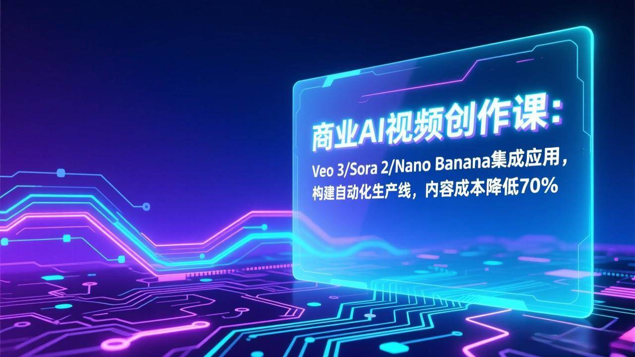 商业AI视频创作课：Veo 3/Sora 2/Nano Banana集成应用，构建自动化生产线，内容成本降低70%-宇文网创