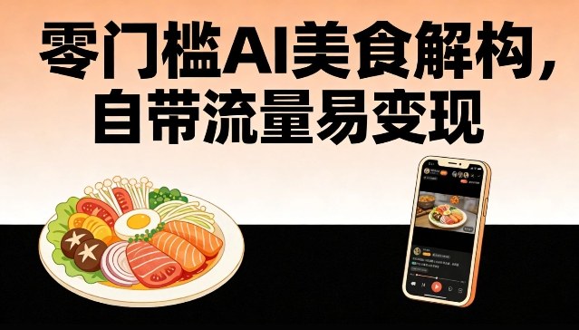 零门槛AI美食解构，自带流量易变现-宇文网创
