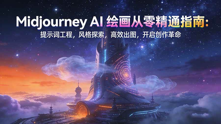 Midjourney AI绘画从零精通指南：提示词工程，风格探索，高效出图，开启创作革命-宇文网创