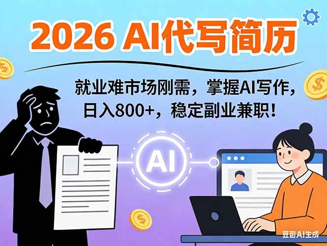 AI代写简历，超暴利，用万能模板月入1-3万实战教程，2026年市场刚需！-宇文网创