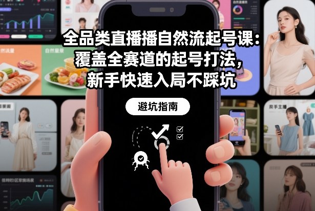 全品类直播自然流起号课：覆盖全赛道的起号打法，新手快速入局不踩坑-宇文网创