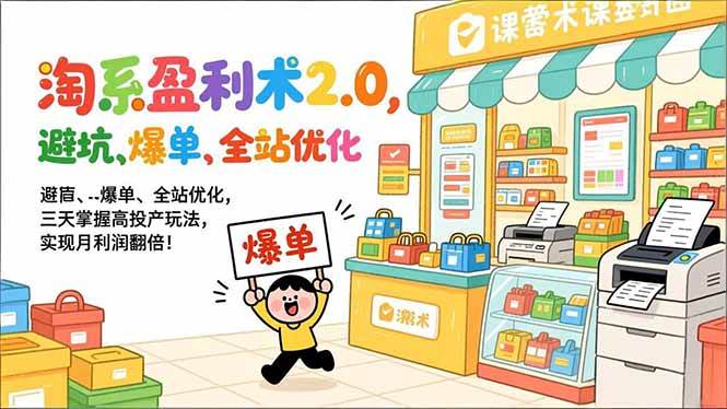 淘系盈利术2.0，避坑、爆单、全站优化，三天掌握高投产玩法，实现月利润翻倍！-宇文网创
