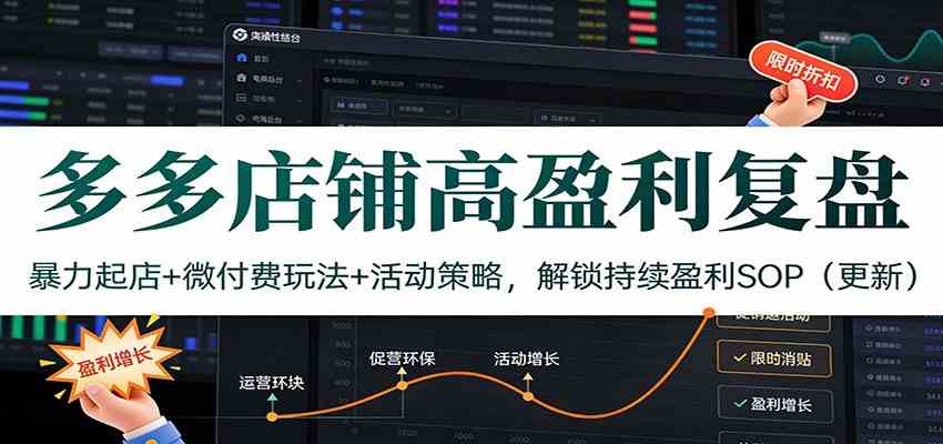 多多店铺高盈利复盘：暴力起店+微付费玩法+活动策略，解锁持续盈利SOP（更新）-宇文网创