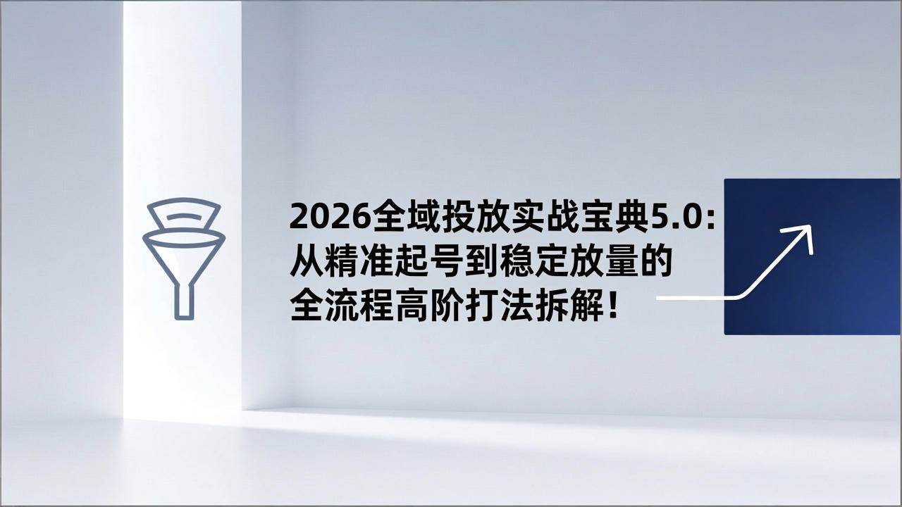 2026全域投放实战宝典5.0：从精准起号到稳定放量的全流程高阶打法拆解！-宇文网创