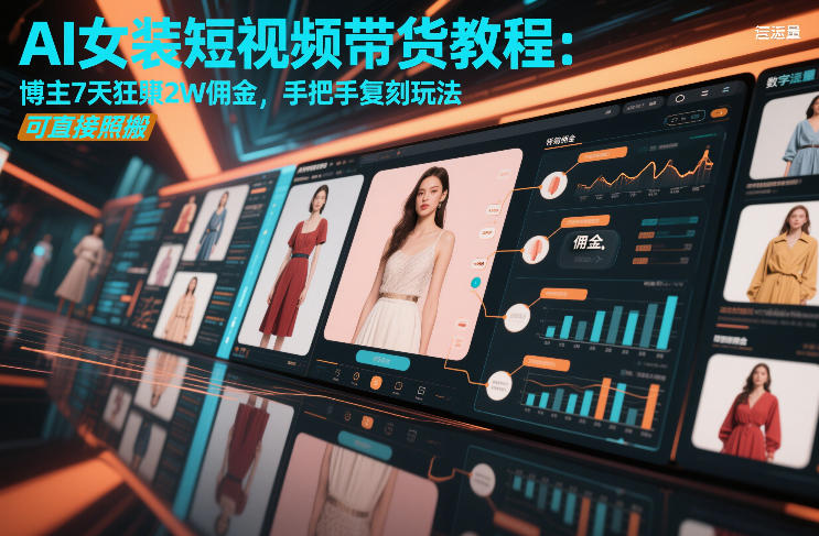 AI女装短视频带货教程：博主7天狂賺2W佣金，手把手复刻玩法，可直接照搬-宇文网创