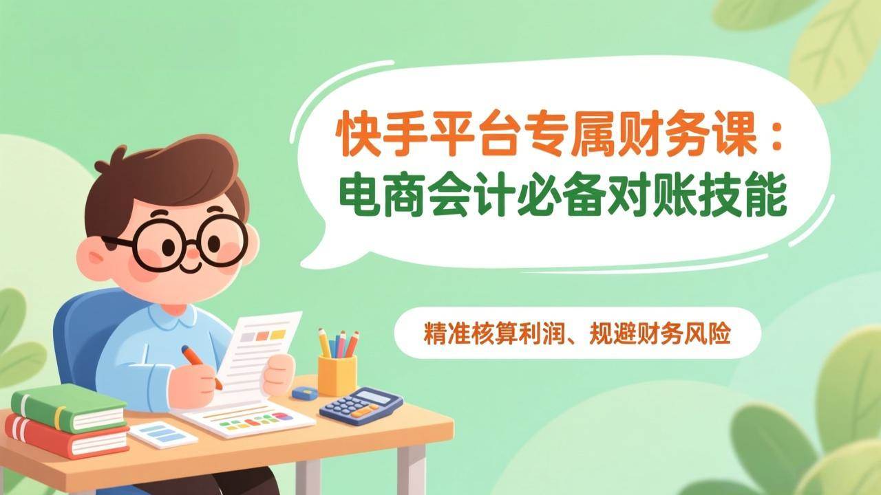 快手平台专属财务课：电商会计必备对账技能，精准核算利润、规避财务风险-宇文网创