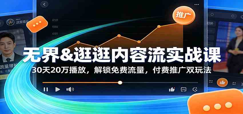 无界&逛逛内容流实战课：30天20万播放，解锁免费流量，付费推广双玩法-宇文网创
