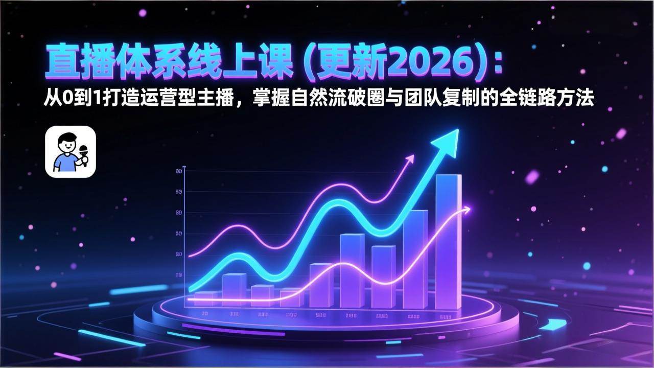 直播体系线上课(更新2026)：从0到1打造运营型主播，掌握自然流破圈与团队复制的全链路方法-宇文网创