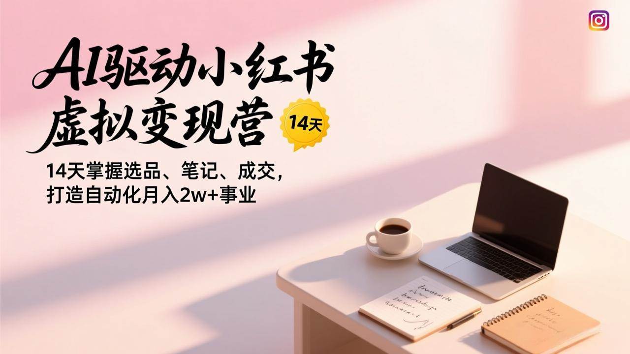 AI驱动小红书虚拟变现营，14天掌握选品、笔记、成交，打造自动化月入2w+事业-宇文网创