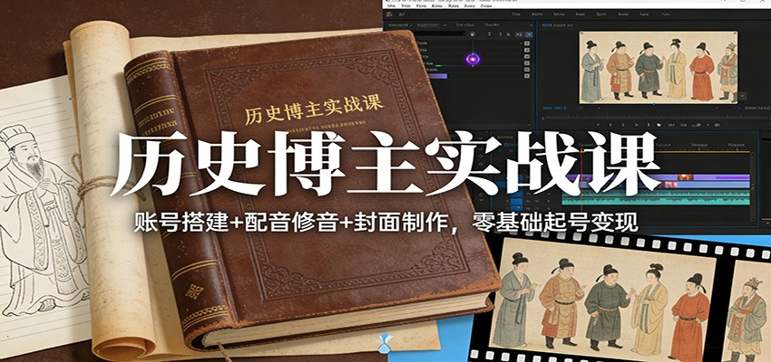 历史博主实战课：账号搭建+配音修音+封面制作，零基础起号变现-宇文网创