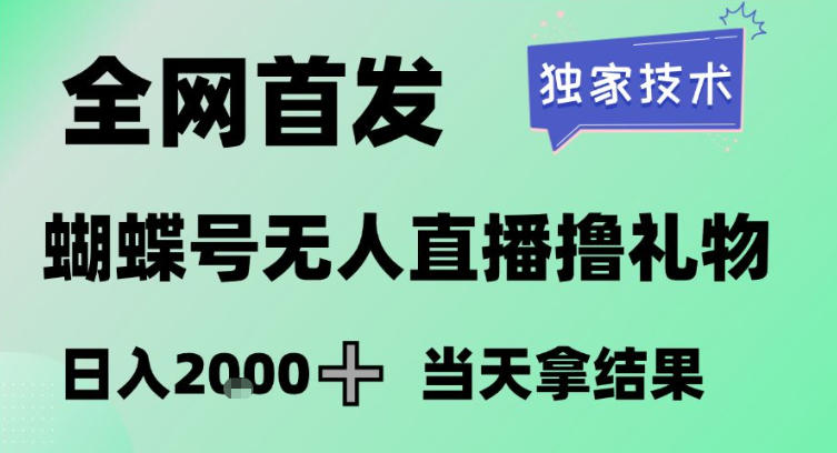 2026最新蝴蝶号无人直播掘金，独家技术，全网首发小白做了一个月收益3W，长期稳定可做【揭秘】-宇文网创
