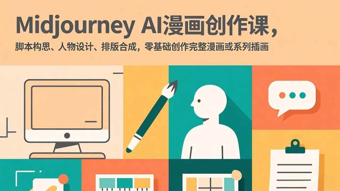 Midjourney AI漫画创作课，脚本构思、人物设计、排版合成，零基础创作完整漫画或系列插画-宇文网创