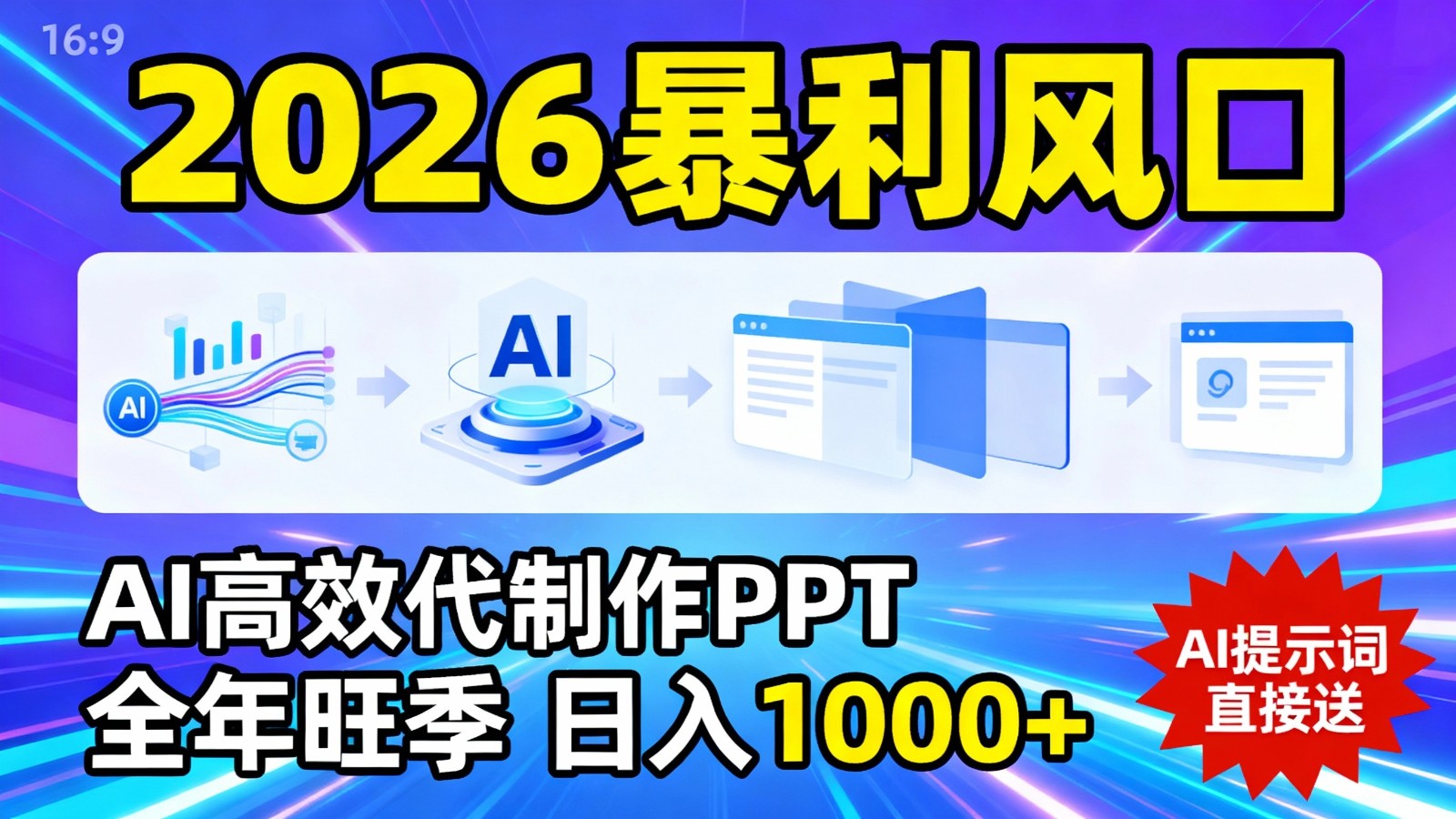 2026暴利！用AI高效代制作 PPT，全年旺季，日入 1000+，提示词直接送！-宇文网创