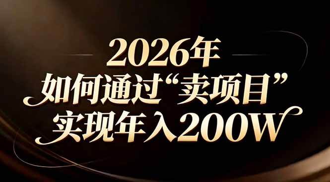 站在2026年的十字路口：一个普通人如何通过卖项目实现年入200万-宇文网创