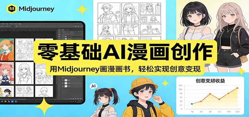 零基础AI漫画创作：用Midjourney画漫画书，轻松实现创意变现-宇文网创
