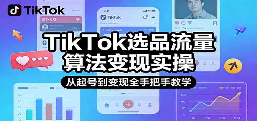 TikTok选品流量算法变现实操，从起号到变现全手把手教学-宇文网创