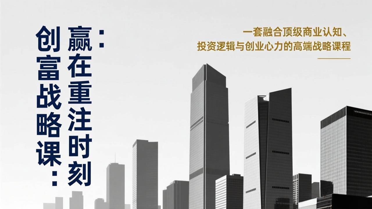 《创富战略课：赢在重注时刻》一套融合顶级商业认知、投资逻辑与创业心力的高端战略课程-宇文网创