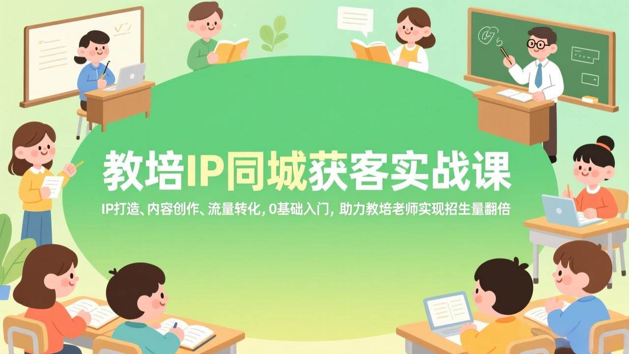 教培IP同城获客实战课，IP打造、内容创作、流量转化，0基础入门，助力教培老师实现招生量翻倍-宇文网创