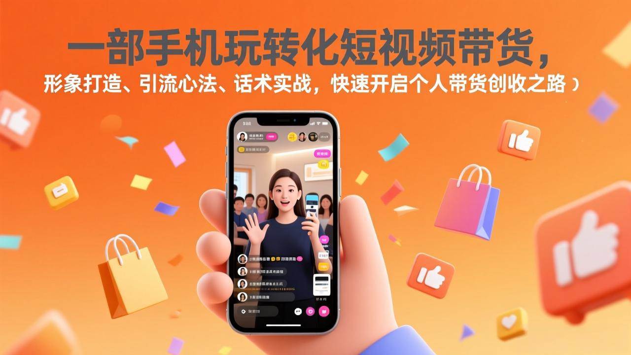 一部手机玩转化短视频带货，形象打造、引流心法、话术实战，快速开启个人带货创收之路-宇文网创